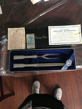 Towle Silversmiths Cutlery Knife and Serving Fork Set with Box, circa 1950s-1960